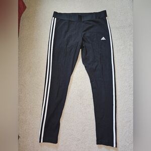 Adidas GLO723 3 Stripe Black Joggers with White Accents